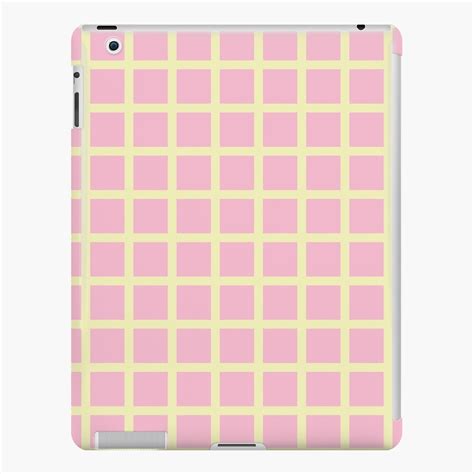 Funda y vinilo para iPad patrón de cuadrícula rosa claro y amarillo