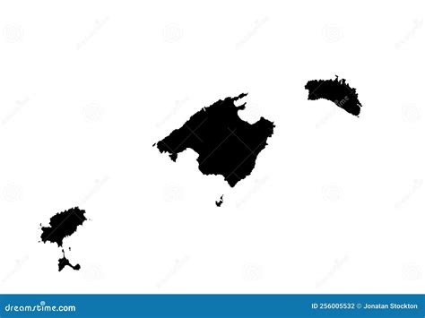 Mappa Delle Isole Baleari Silhouette Vettoriale Isolata Su Fondo Bianco