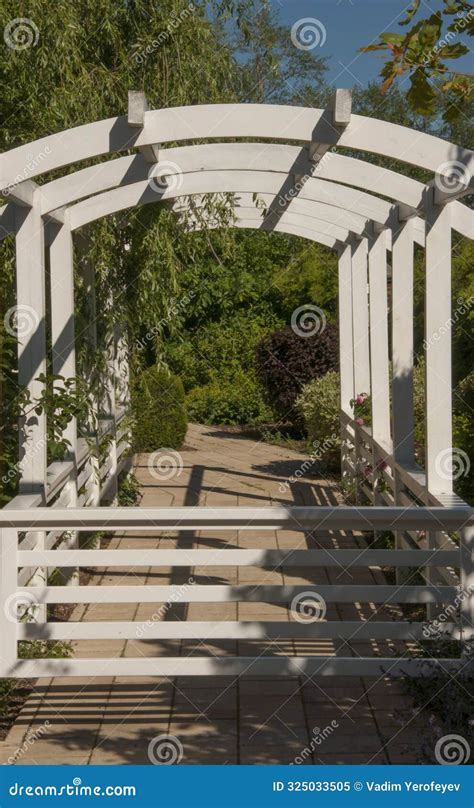 Wooden Arch. Entrance To Garden Stock Image - Image of country, bush ...