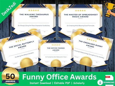 50 Funny Office Awards Printable Certificates Boost Morale And Celebrate