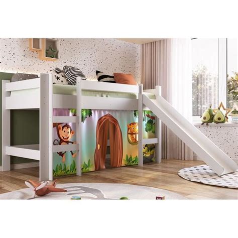 Cama Infantil Elevada c Escorregador 202cm BB1000 Completa Móveis