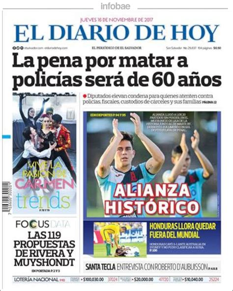 El Diario De Hoy El Salvador Jueves 16 De Noviembre De 2017 Infobae