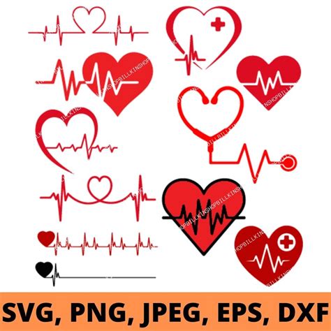 Heartbeat Svg Bundleheart Beat Svgheartbeat Cliparthealthcarenurse