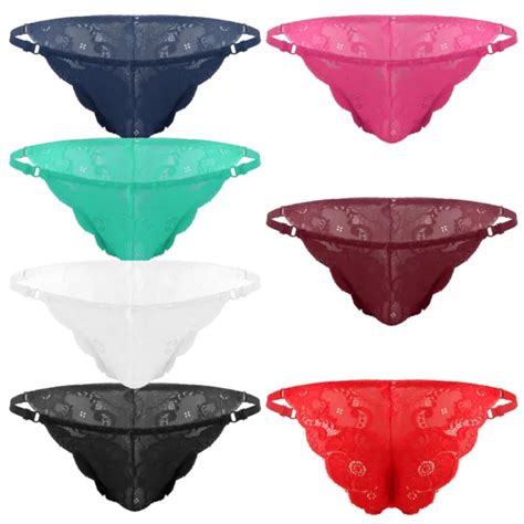 HOMME SISSY SLIP Dentelle Fleurs Lingerie G String Tanga Culotte Sous