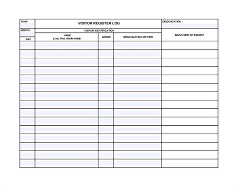 Sample Visitors Log Template - 9+ Free Documents in PDF, Word | Ms word ...