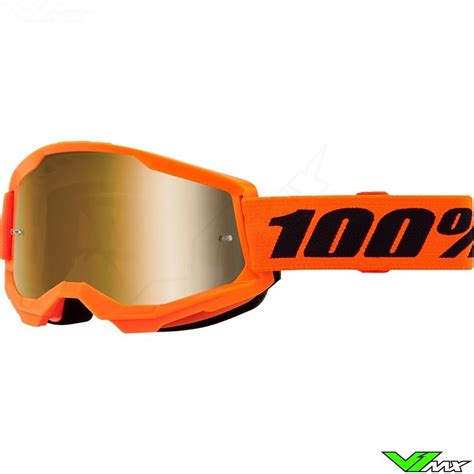 Motocross Goggle Strata Orange Gold Mirror Lens