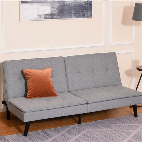 Homcom Convertible Lounge Futon Sofa Bed Seater Tufted Fabric