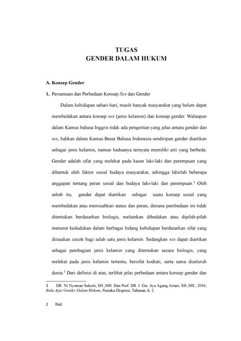 21 Tugas Gender 1 Tugas Gender Dalam Hukum A Konsep Gender