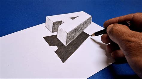 Very Easy How To Drawing 3d Floating Letter A Anamorphic Illusion