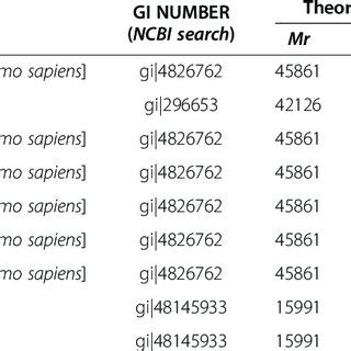 Protein identification by mass spectrometry (MALDI/TOF) | Download Table