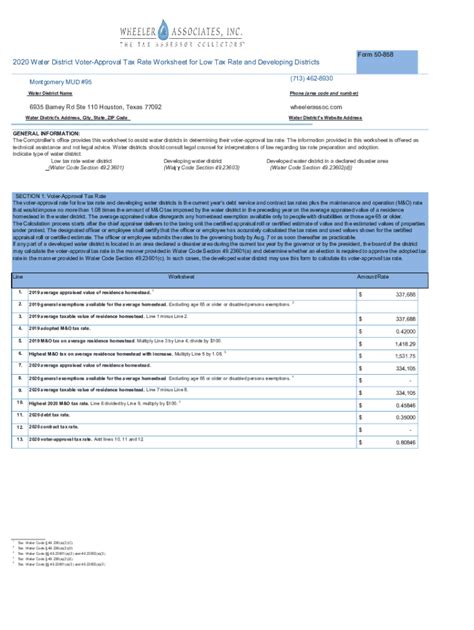 Fillable Online Tax Rate Calculation Worksheet Bee County