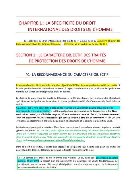 Chap 1 DIDH note de cours pour révision CHAPITRE 1 LA SPECIFICITÉ