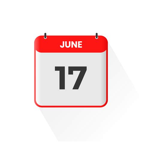 17th June calendar icon. June 17 calendar Date Month icon vector ...