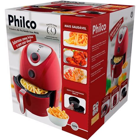 Fritadeira Sem Oleo Elétrica Philco Vermelha Air Fry 3l 110v Frete grátis