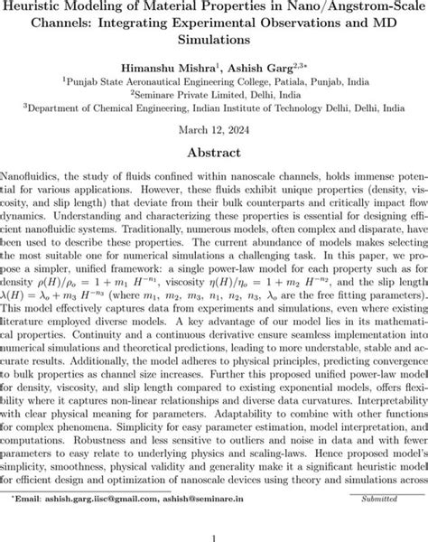 Heuristic Modeling Of Material Properties In Nano Angstrom Scale