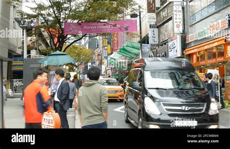 Seoul South Korea Circa Time Lapse People Crowded In MyeongDong