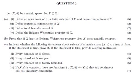 Solved Question Let X D Be A Metric Space Let Y X A Chegg