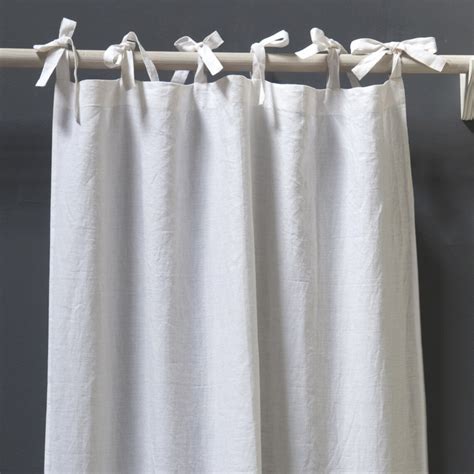 White Tab Top Linen Curtain Panel 56 Inches 140 Cm Width Semi Etsy