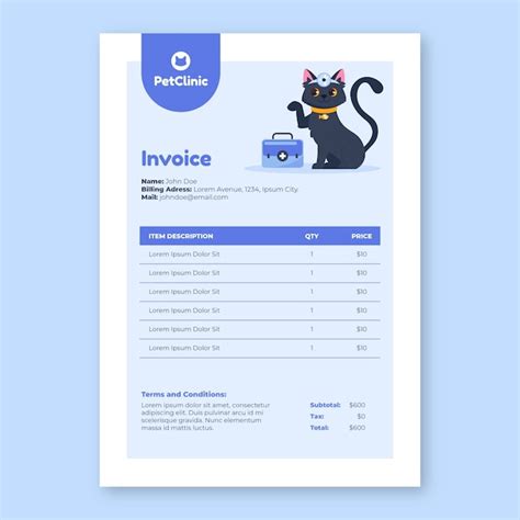 Free Vector Veterinary Clinic Invoice Template