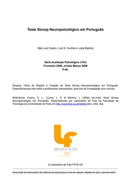 Teste De Stroop Completo Pdf