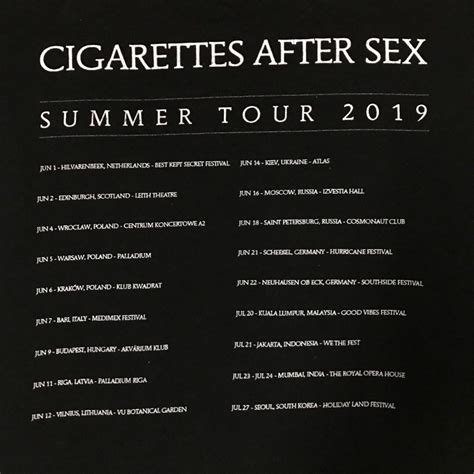 Cigarettes After Sex Tour Men S Fashion Tops Sets Tshirts