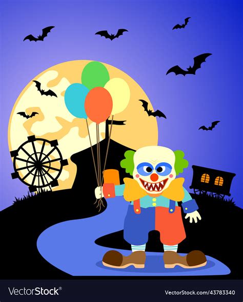 Halloween background with clown Royalty Free Vector Image