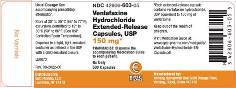 Venlafaxine Hydrochloride Capsule Extended Release Venlafaxine