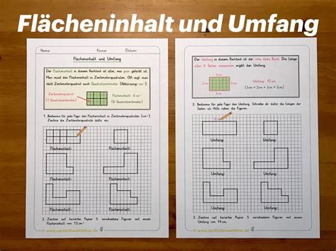 Fl Cheninhalt Und Umfang Ben Grundschule Mathe Kostenlose Bungen