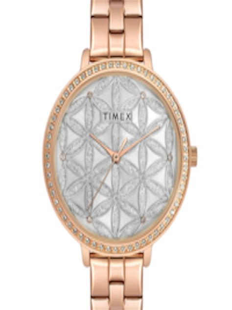 Buy Timex Women Brass Embellished Dial And Stainless Steel Bracelet Style Straps Analogue Watch