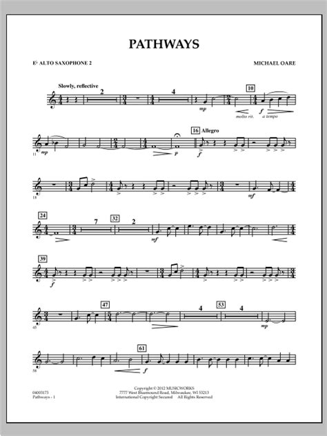 Pathways Eb Alto Saxophone 2 Sheet Music Michael Oare Concert Band