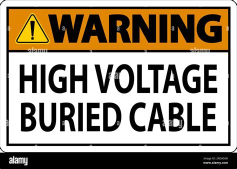 Warning Sign High Voltage Buried Cable On White Background Stock Vector