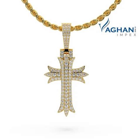 Vaghani Impex Real Diamonds Cross Diamond Pendant Gross Weight