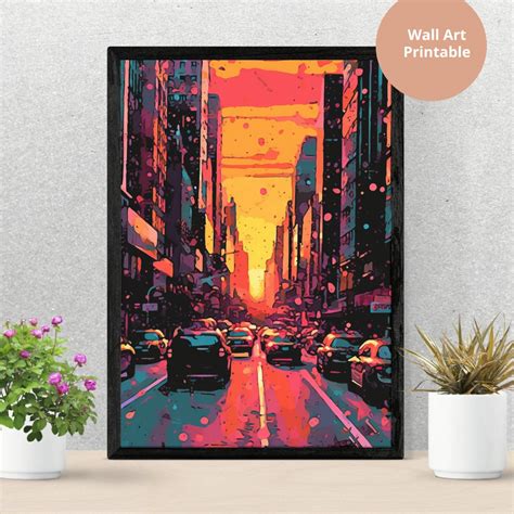 Colorful New York Skyline Pop Art Printable Wall Art Housewarming Gift ...