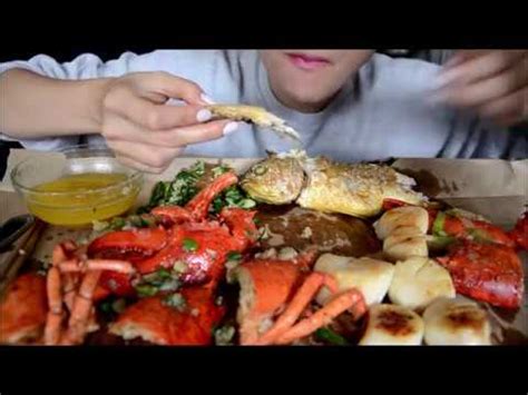 Eating Show Mukbang Stir Fry Ginger And Onion Lobster Scallop And