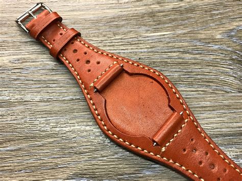 Full Bund Strap Handmade Leather Cuff Watch Band Leather Etsy Hong Kong