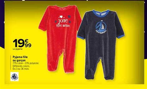 Promo Pyjama Fille Ou Gar On Chez Carrefour Icatalogue Fr