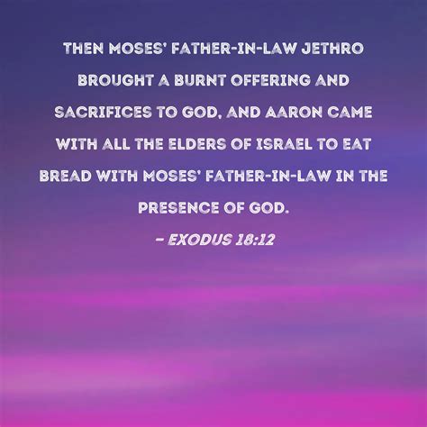 Exodus 18 12 Then Moses Father In Law Jethro Brought A Burnt Offering