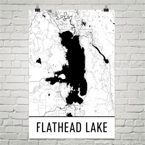 Flathead Lake Montana Flathead Lake MT Flathead Lake Map - Etsy