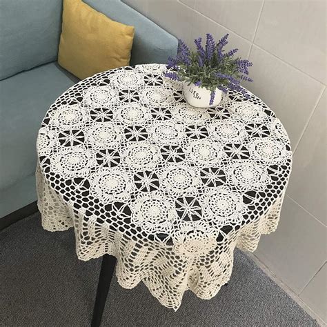 Amazon Hetao 100 Cotton Handmade Crochet Square Tablecloth