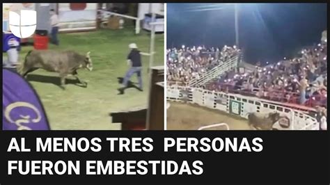 Momento En Que Un Toro Salta Una Cerca Y Golpea A Varias Personas En Un