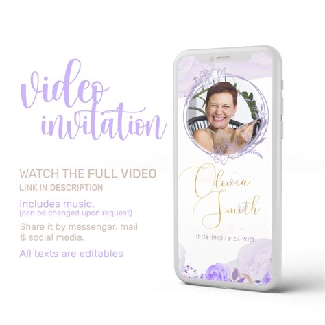 Templates Lila Celebration Of Life Invitation Lavender Electronic Funeral Invite Funeral