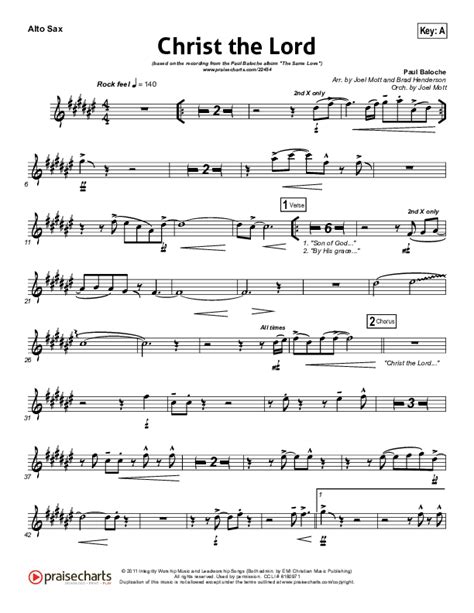 Christ The Lord Alto Sax Sheet Music Pdf Paul Baloche Praisecharts