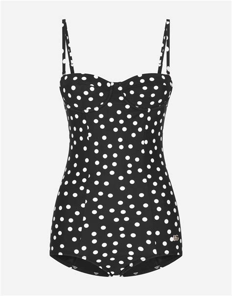 Polka Dot Balconette One Piece Swimsuit In Print For Women Dolceandgabbana®