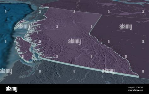 Zoom In On British Columbia Province Of Canada Extruded Oblique