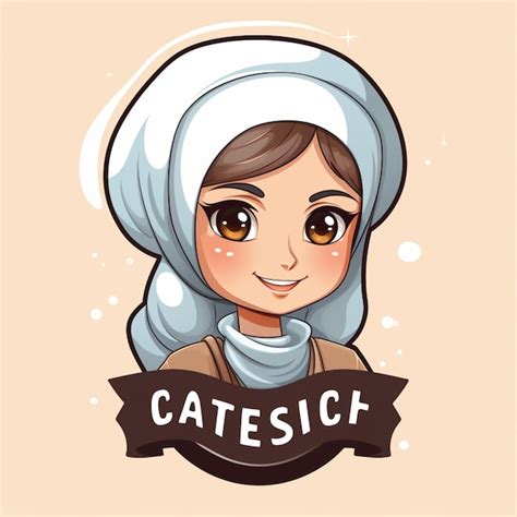 Premium Photo Vector Cute Muslim Hijab Girl Chef Bakery Logo