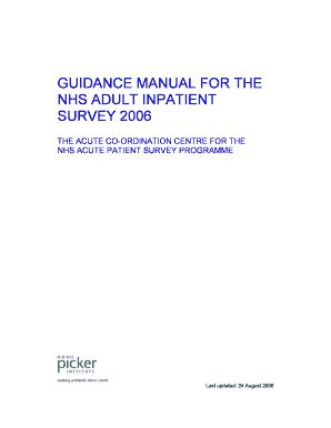 Fillable Online Guidance Manual For The Nhs Adult Inpatient Survey 2006