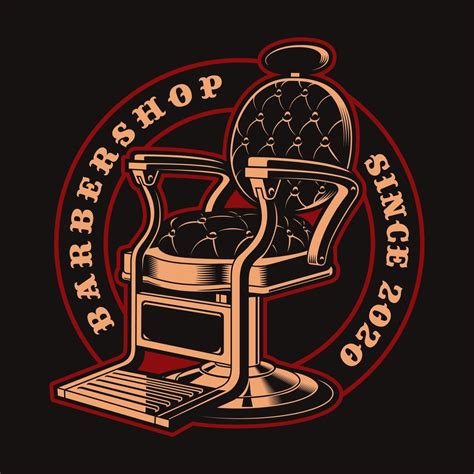 Vintage barber shop chair badge for t-shirt 1267358 Vector Art at Vecteezy