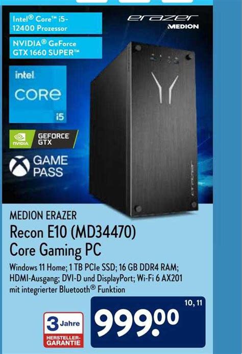 Madion Erazer Recon E Md Core Gaming Pc Angebot Bei Aldi Nord