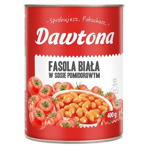 Dawtona Fasola biała w sosie pomidorowym 400 g kalorie kJ i wartości