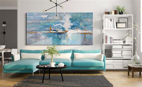 Amazon Klakla Turquoise Abstract Wall Art Large Canvas Picture